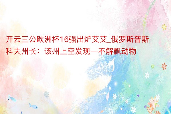 开云三公欧洲杯16强出炉艾艾_俄罗斯普斯科夫州长：该州上空发现一不解飘动物