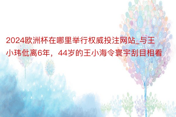 2024欧洲杯在哪里举行权威投注网站_与王小玮仳离6年，44岁的王小海令寰宇刮目相看