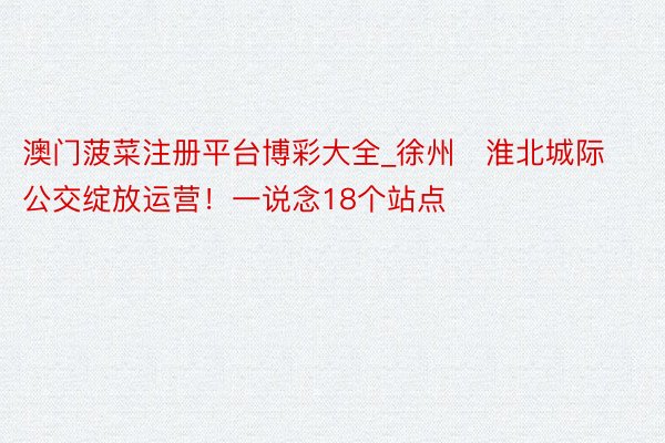 澳门菠菜注册平台博彩大全_徐州⇋淮北城际公交绽放运营！一说念18个站点